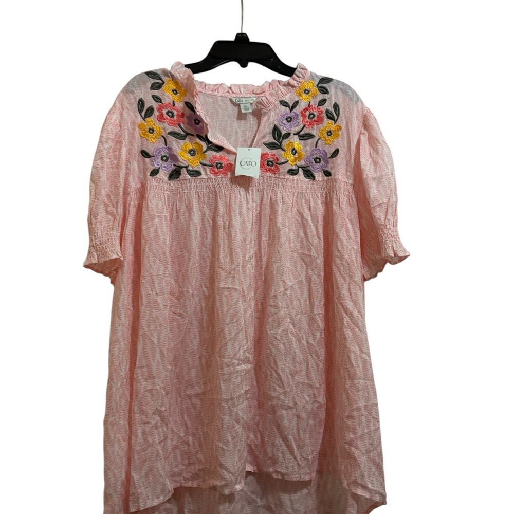 Cato Pink Floral Embroidered Blouse